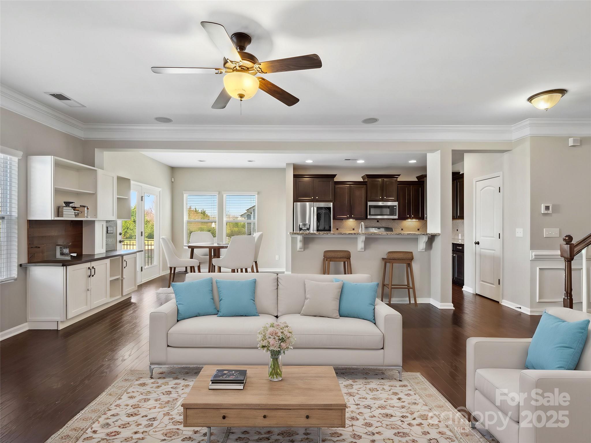 79357 Ridgehaven Road Lancaster, SC 29720 - Photo 3 of 42 a living room with furniture kitchen view and a wooden floor