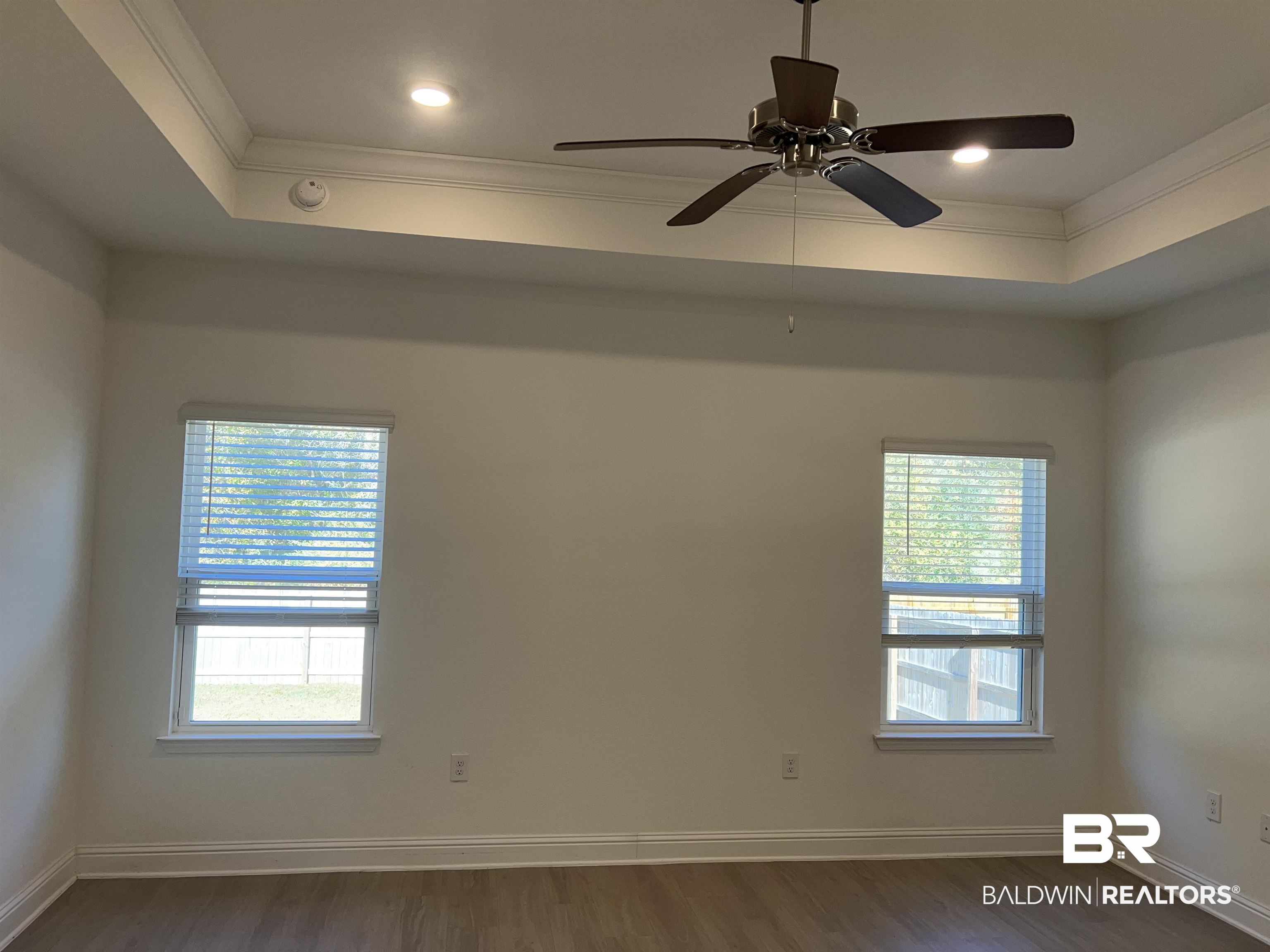 8855 Calverton Street Foley, AL 36535 - Photo 46 of 76 Unfurnished room with dark wood-type flooring, plenty of natural light, ornamental molding, and a tray ceiling