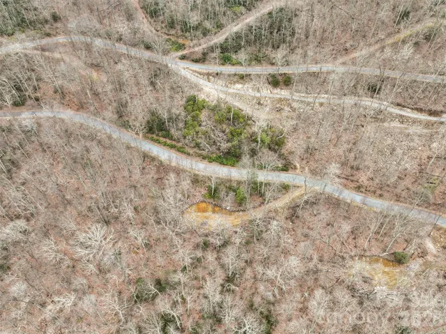 a view of a dry yard with mountains in the background