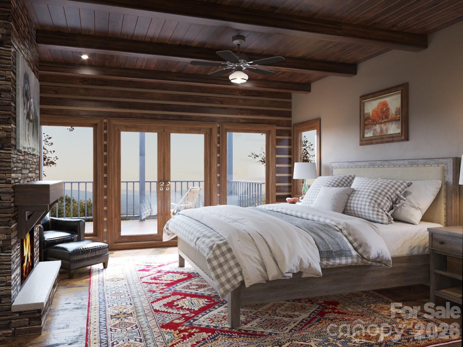 1480 Odalu Trail Apex, NC 27523 - Photo 2 of 32 a bedroom with a bed a couch and large window