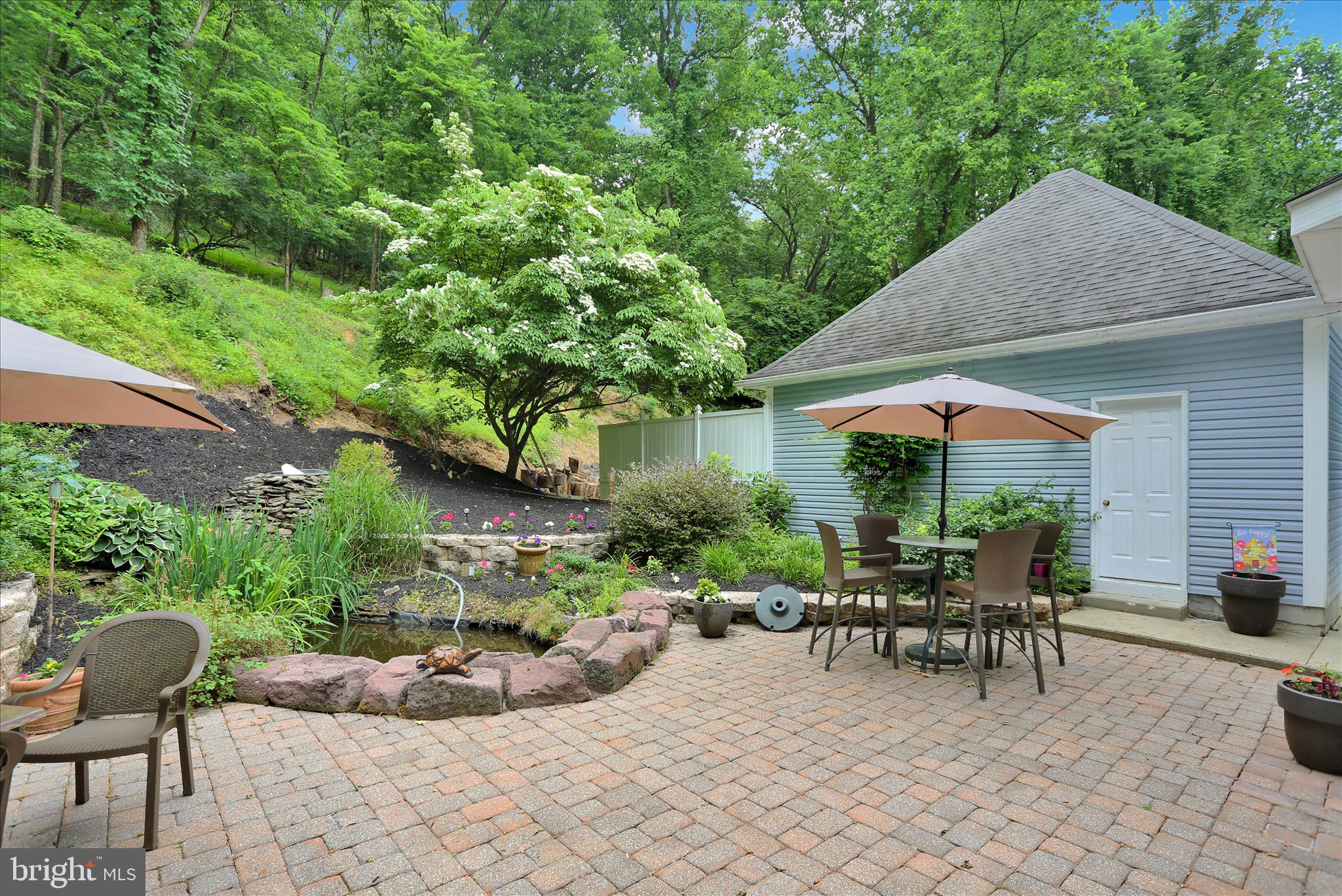 547 Seidels Run Road Leesport, PA 19533 - Photo 12 of 48 Patio, pond & garage view