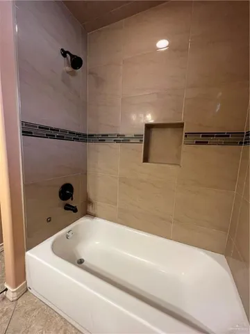 a bathroom with a bathtub