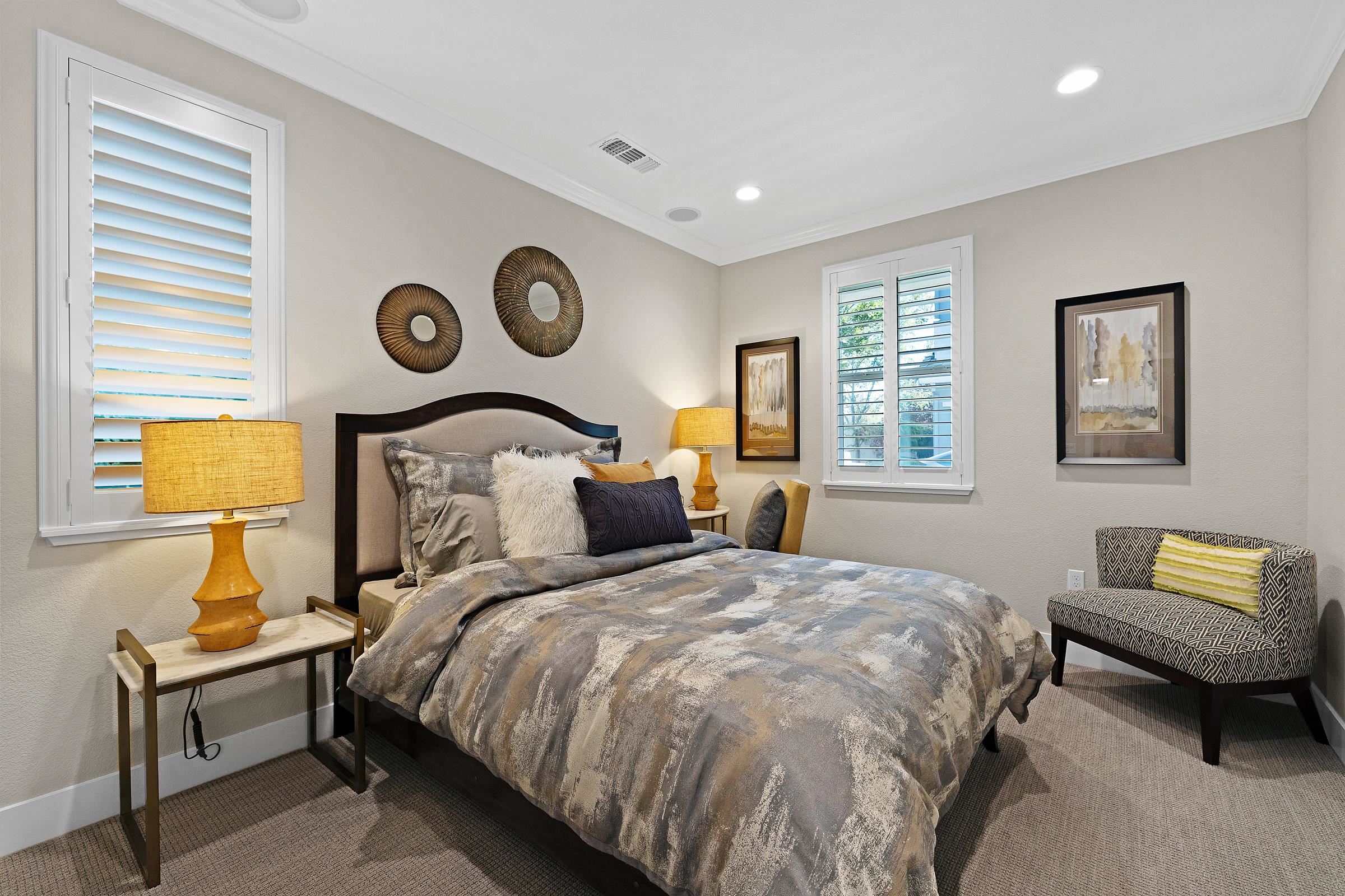 883 Barney Common Livermore, CA 94551 - Photo 17 of 38 a bedroom with a bed and a lamp