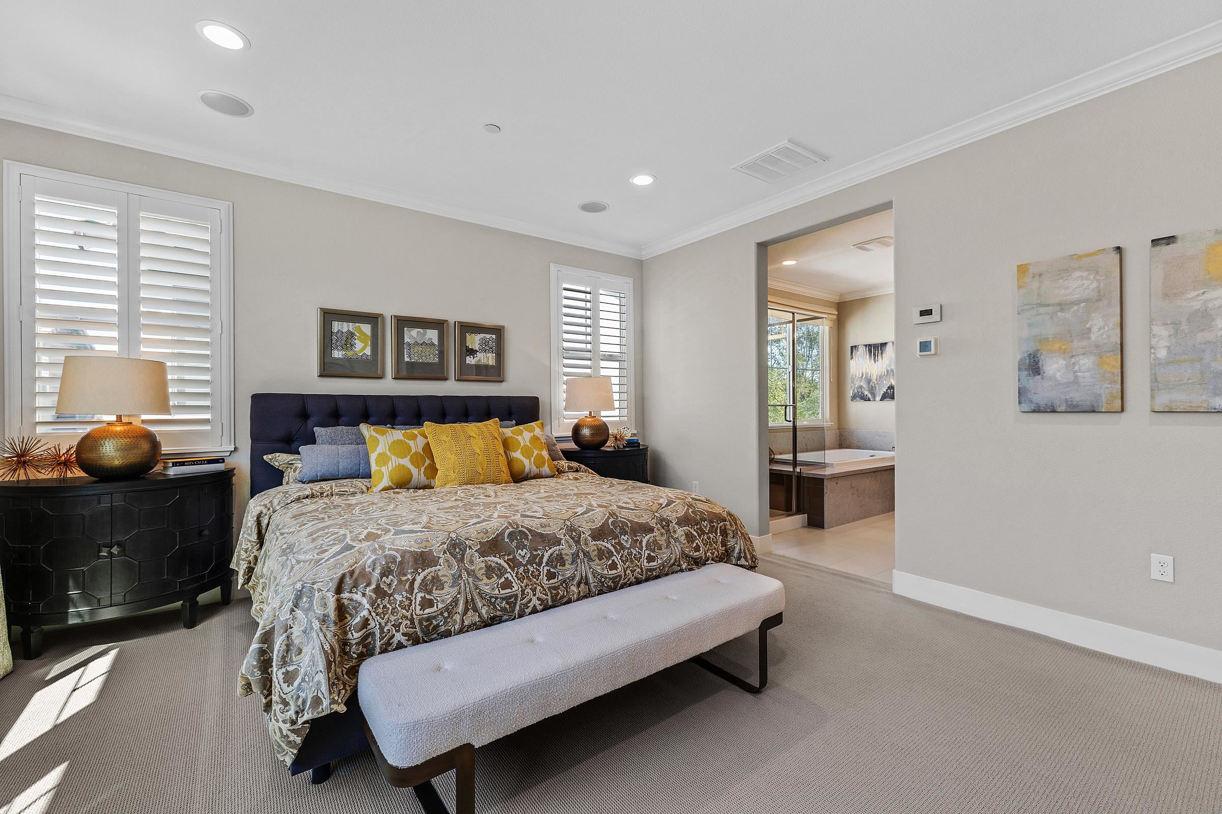 883 Barney Common Livermore, CA 94551 - Photo 23 of 38 a bedroom with a bed and a lamp