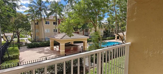 a view of a bench in a balcony