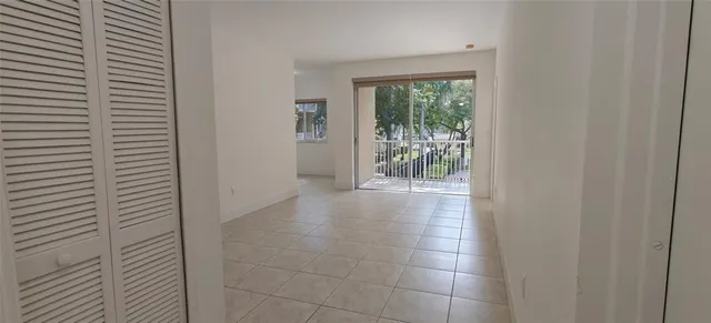 a view of a room with a window