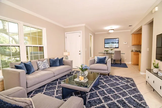 a living room with furniture and a couch