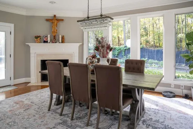 a bathroom with double sink and a mirror