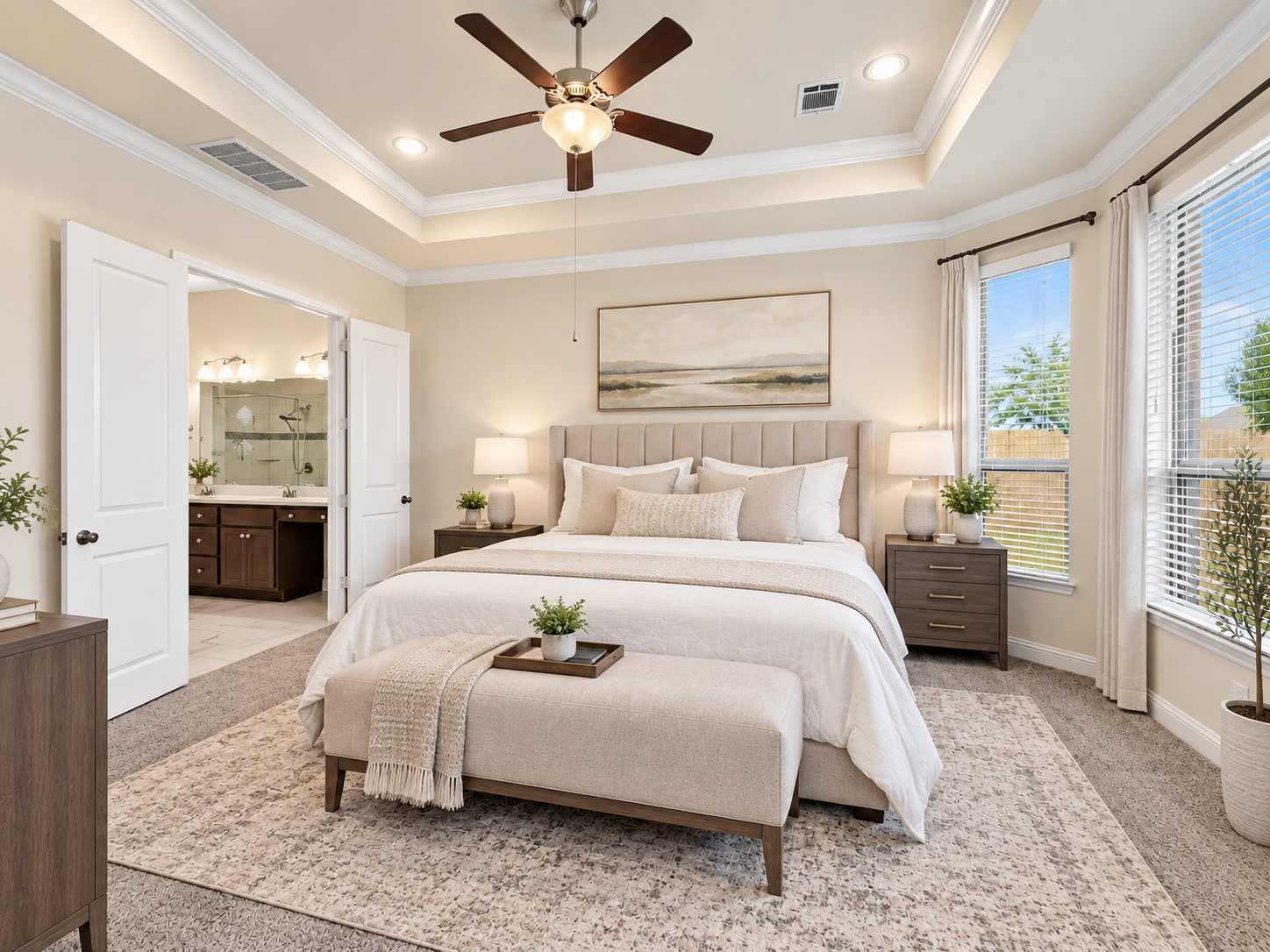 20306 Windsor Field Spring, TX 77379 - Photo 19 of 37 Virtually staged primary bedroom. Furniture, décor, curtains, and curtain rods shown are virtual representations only and are not included with the property.