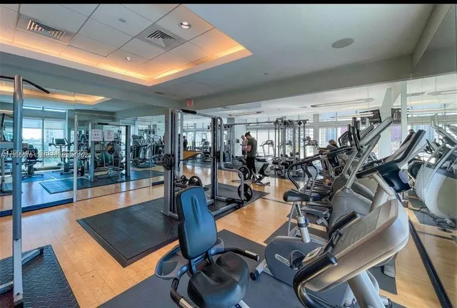 a view of a room with gym equipment