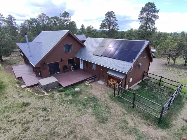 an aerial view of a house