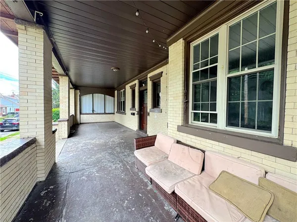 a view of a house with a large window