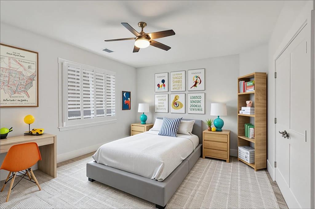 15448 Hopewell Road Milton, GA 30004 - Photo 56 of 125 a bedroom with a bed and a chandelier