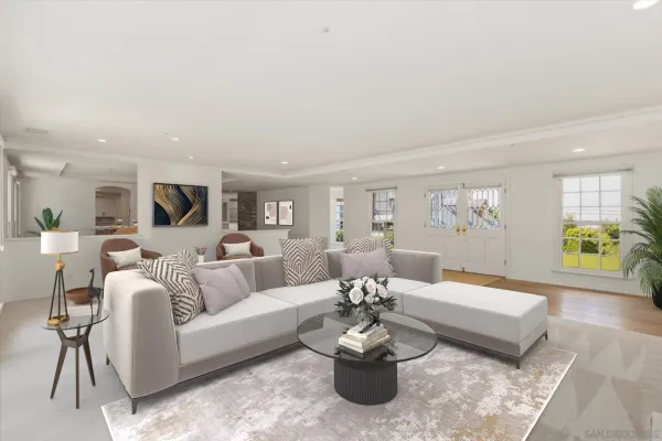 a living room with furniture and a couch