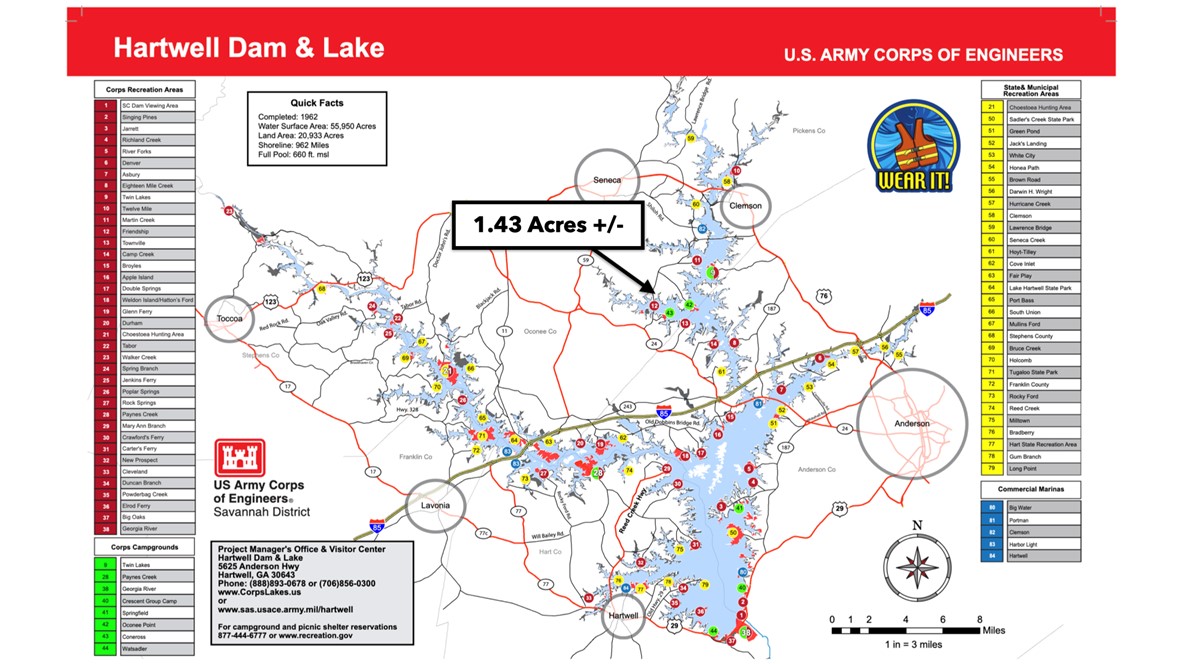 26 Wilbanks Road Seneca, SC 29678 - Photo 20 of 47 An essential map of Hartwell Dam and Lake, detailing recreation areas and key landmarks.