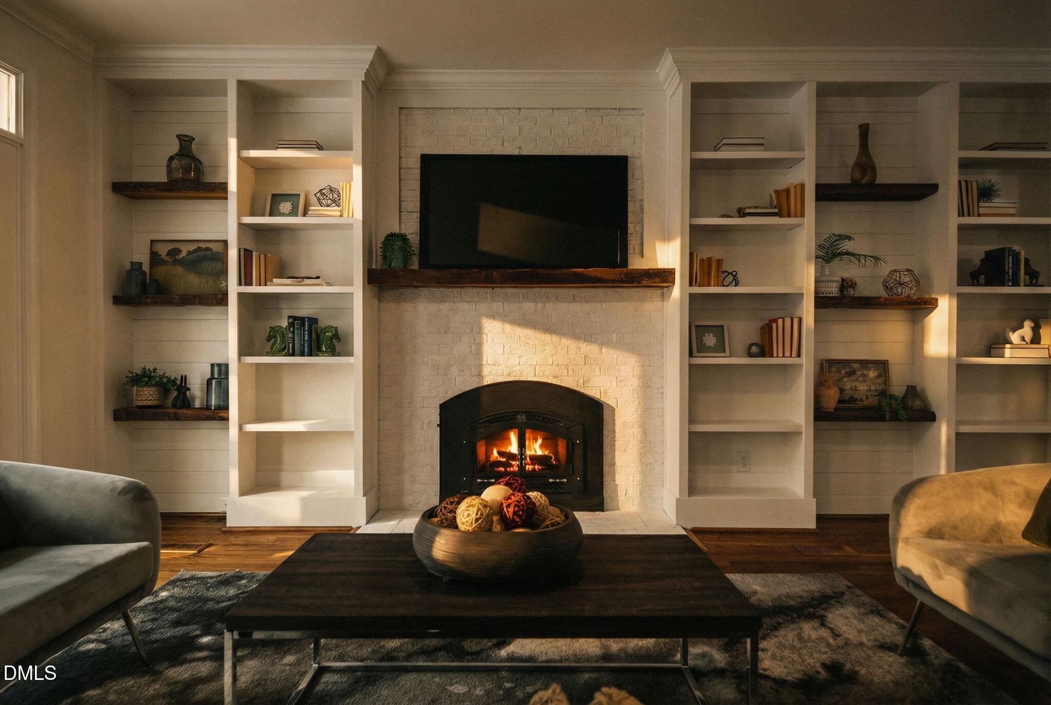 11505 Burberry Drive Raleigh, NC 27614 - Photo 77 of 80 a living room with furniture and a fireplace