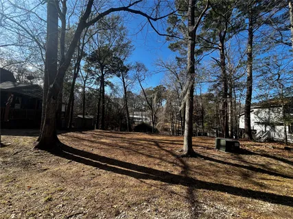 a view of a yard with tree s