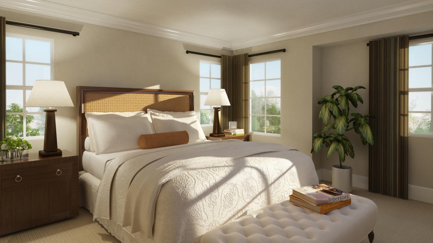 Easy Street Mountain View, CA 94043 - Photo 5 of 8 a bedroom with a bed and potted plants next to a large window