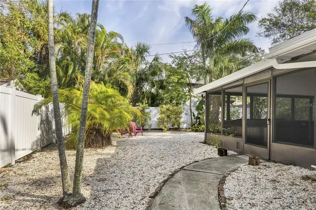 a view of a yard with an outdoor space