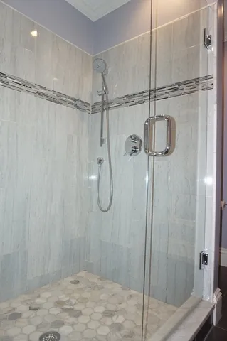 a bathroom that has a shower