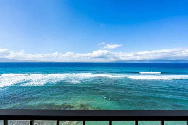 a view of an ocean from a yard