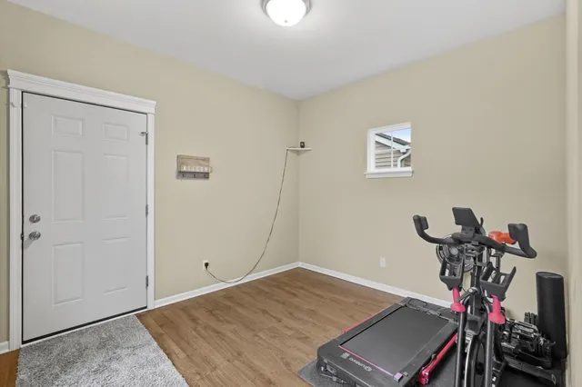 a room with gym equipment