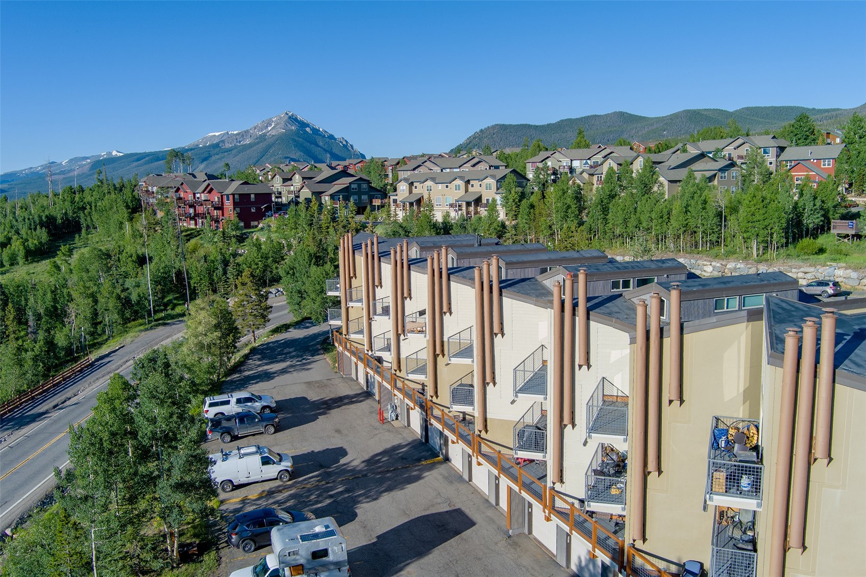 7031 Ryan Gulch Road, Unit 301 Silverthorne, CO 80498 - Photo 31 of 37 a view of a city from a balcony