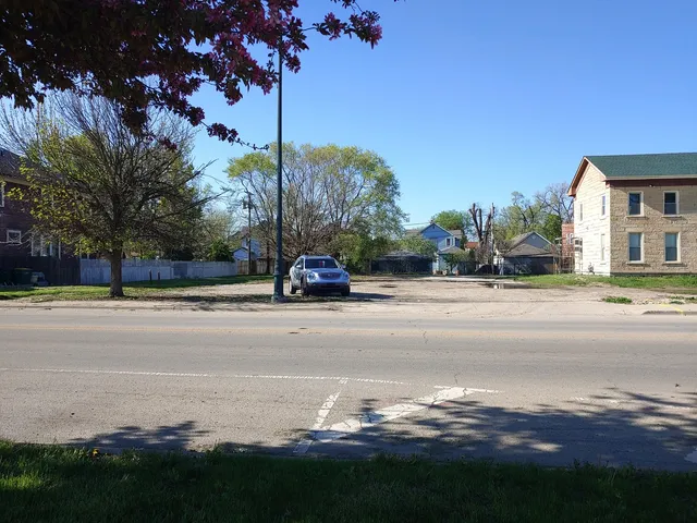 a view of street with houses