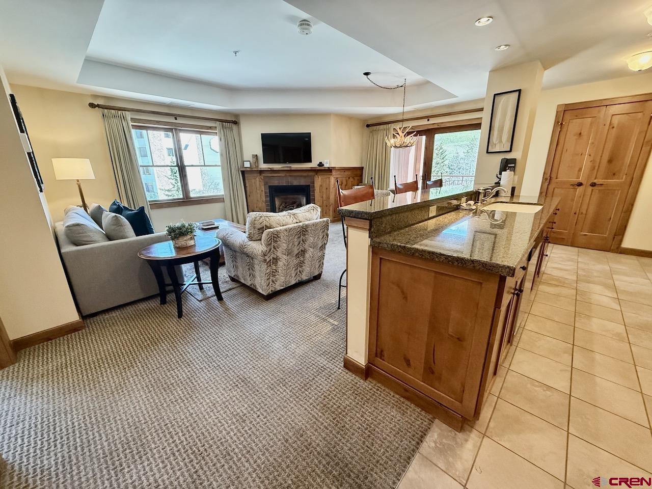 620 Gothic Road, Unit 206 Crested Butte, CO 81225 - Photo 15 of 41 a living room with furniture and a flat screen tv