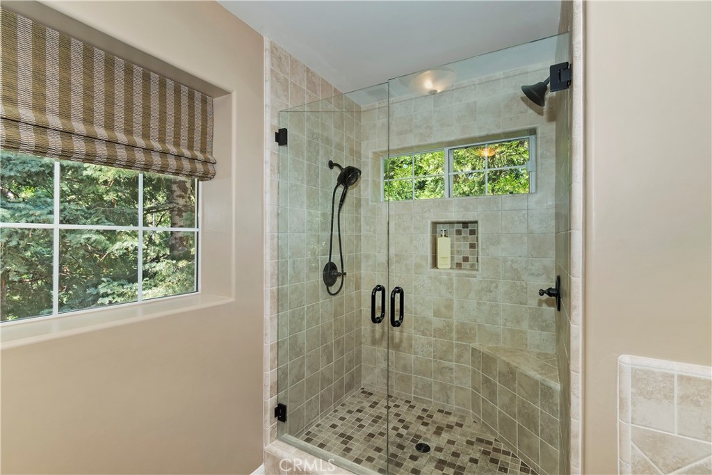 355 Cedar Ridge Drive Lake Arrowhead, CA 92352 - Photo 23 of 64 Primary suite shower with two shower heads!!!
