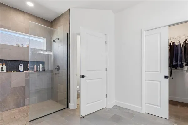 a bathroom with a shower