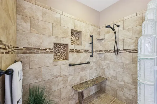 a bathroom with a shower
