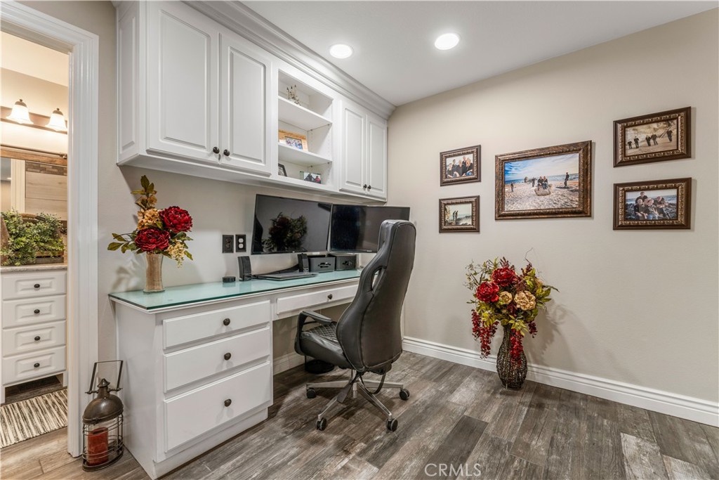 8750 East Heatherwood Road Anaheim Hills, CA 92808 - Photo 35 of 60 a view of workspace with wooden cabinet