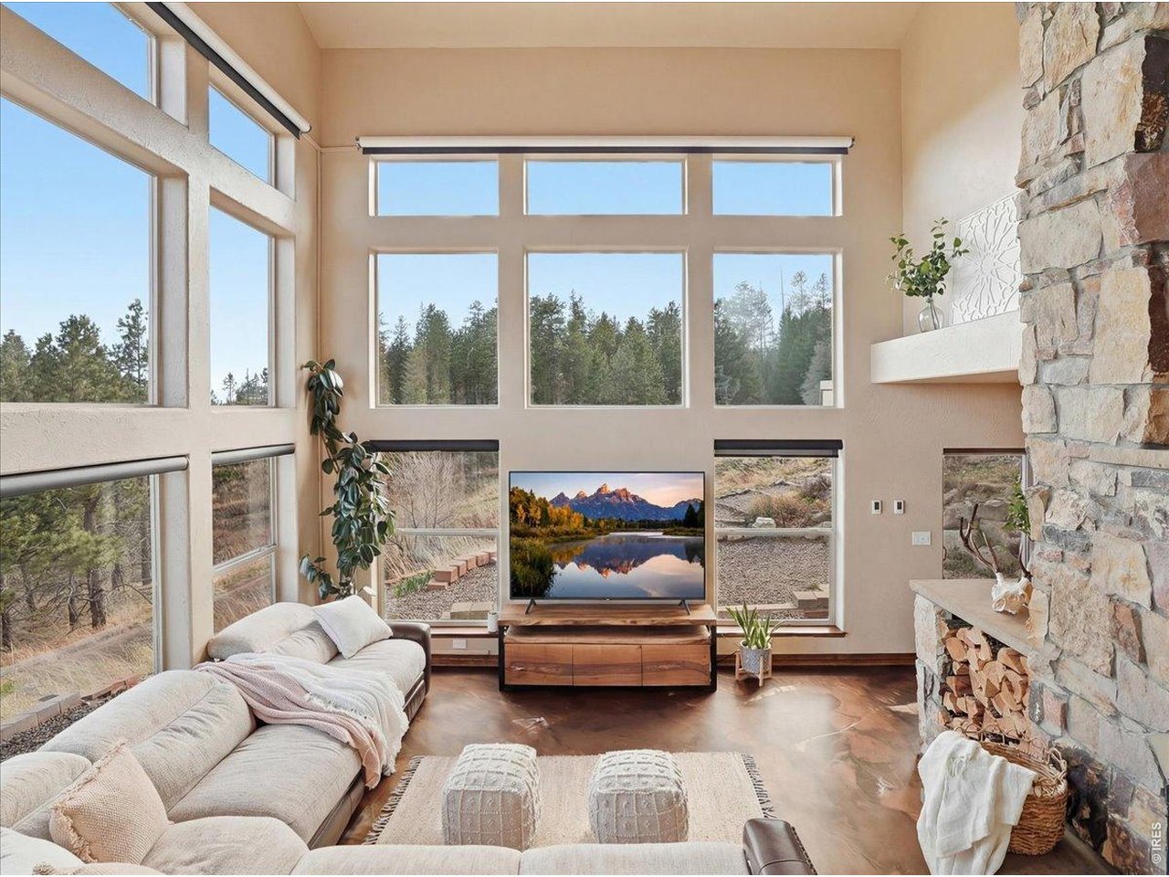 2565 Davis Ranch Road Bellvue, CO 80512 - Photo 3 of 50 Vaulted Ceilings and Double Story Windows Bring Nature In
