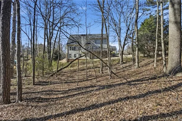 a backyard of a house with lots of green space