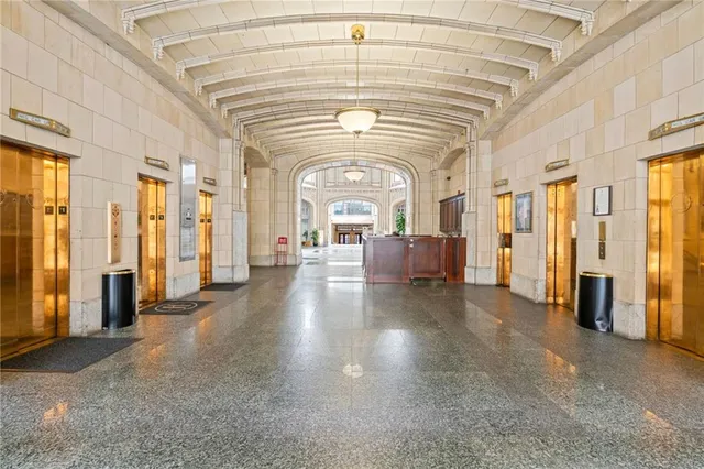 a view of a large building with a balcony