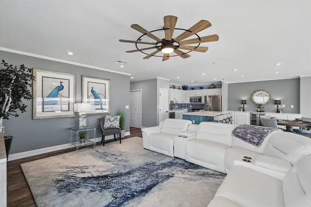 a living room with furniture