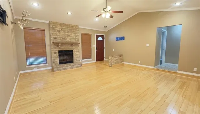 a view of a livingroom with a fireplace