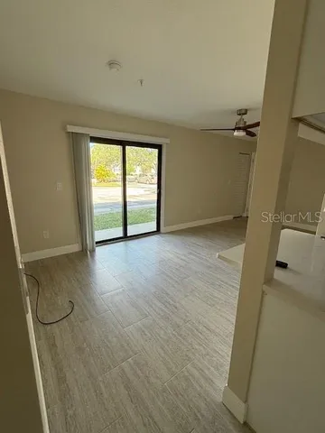 an empty room with windows