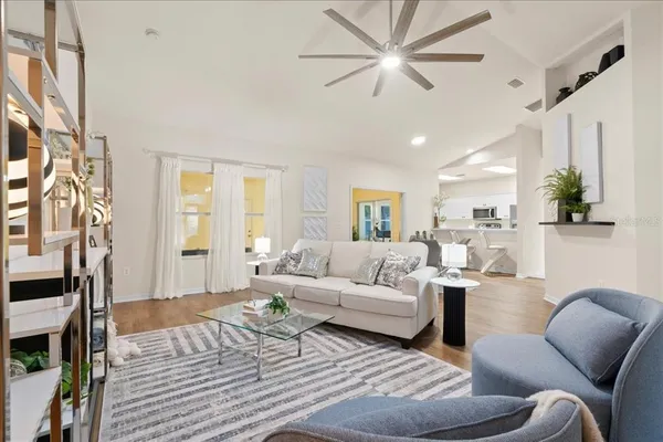 a living room with furniture