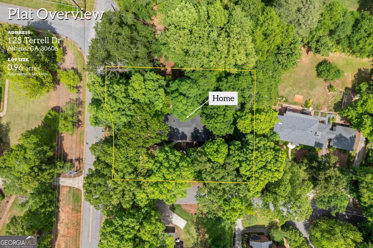 125 Terrell Drive Athens, GA 30606 - Photo 61 of 75 an aerial view of residential house with outdoor space and trees all around