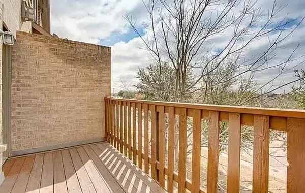 a view of wooden balcony