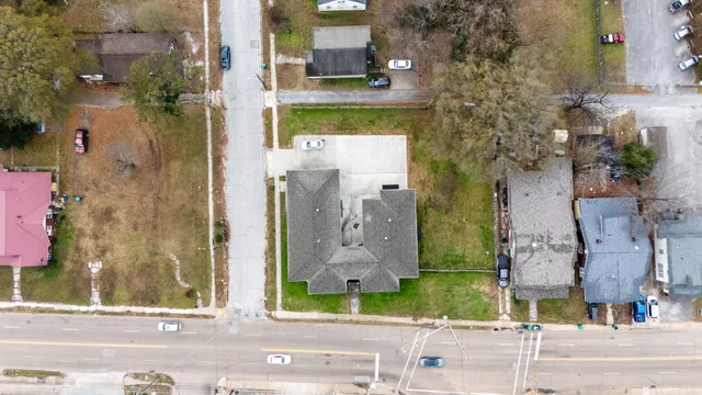 front view of a building with a street