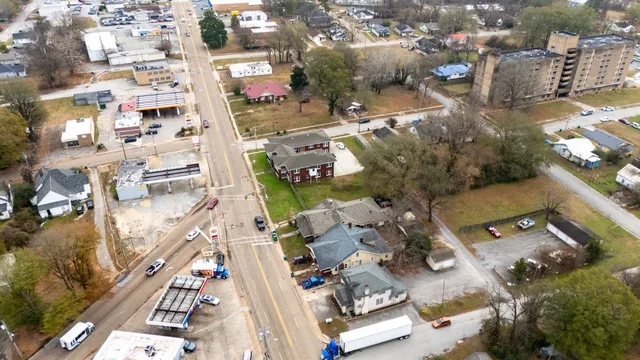 an aerial view of a city
