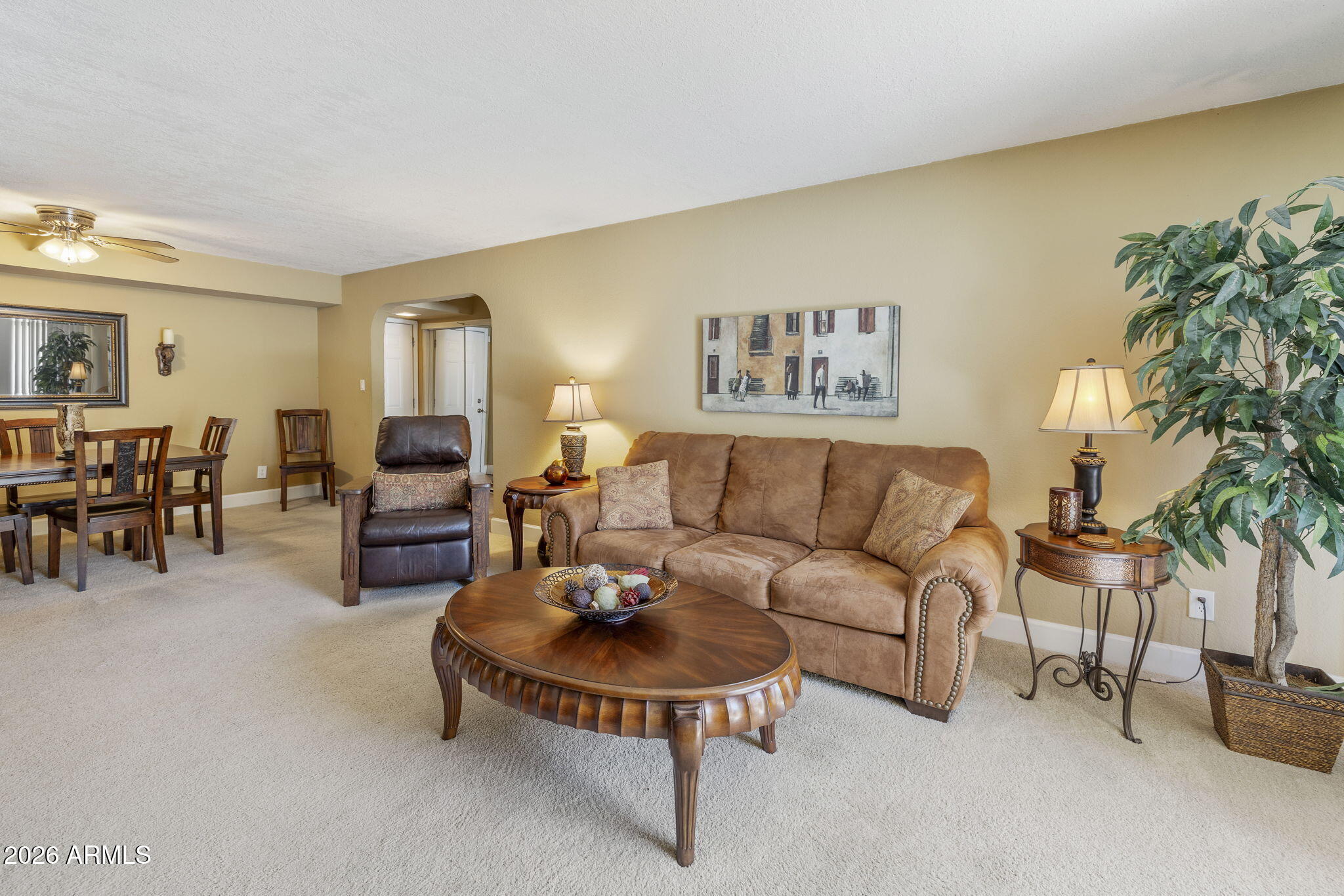 3825 East Camelback Road, Unit 126 Phoenix, AZ 85018 - Photo 4 of 28 a living room with furniture potted plant and kitchen view
