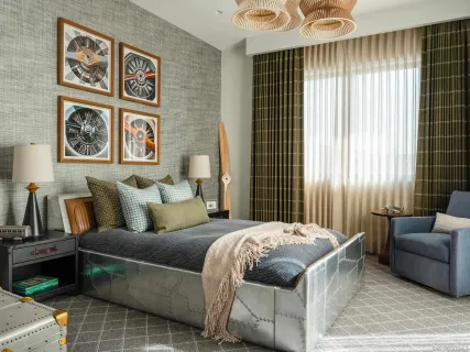 a room with toys and a wooden floor