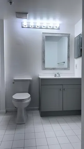 a bathroom with a toilet a sink and mirror