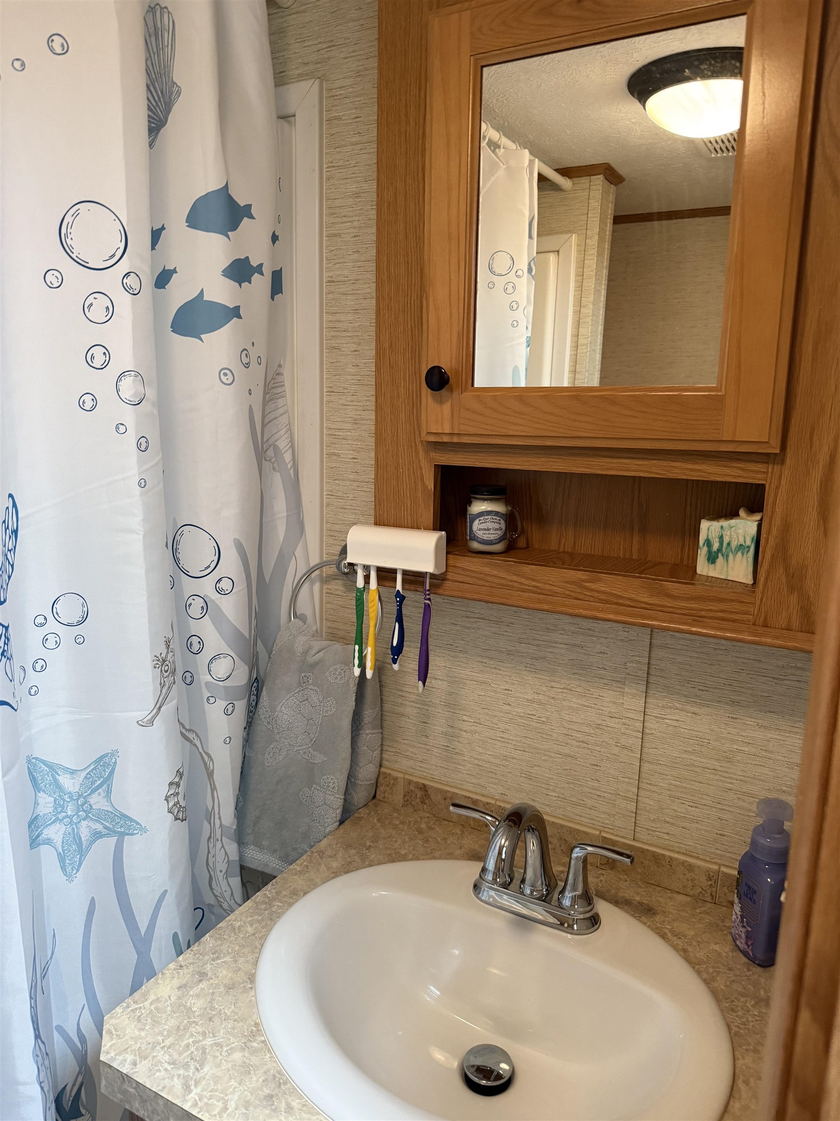 515 Corsons Tavern Road Ocean View, NJ 08230 - Photo 8 of 18 a bathroom with a sink and a mirror