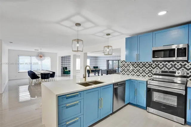 a living room with furniture