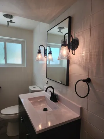 a bathroom with a sink and a toilet